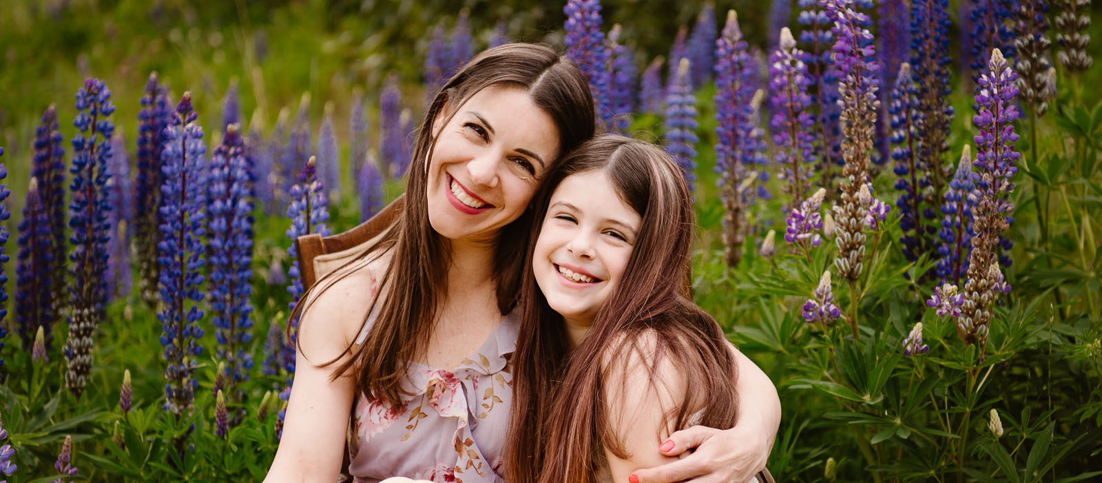 Mom and Daughter in Lupine Field