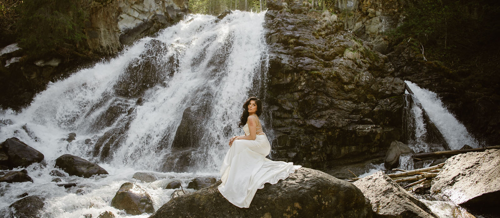 Alaska Waterfall Bride